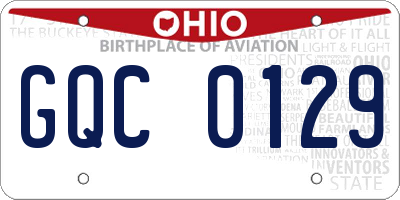 OH license plate GQC0129