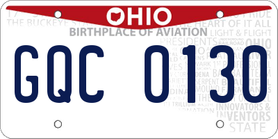 OH license plate GQC0130