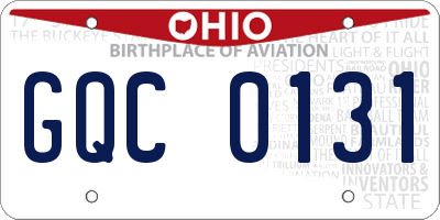 OH license plate GQC0131