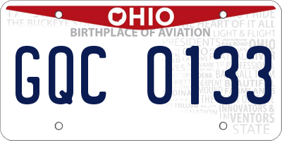 OH license plate GQC0133