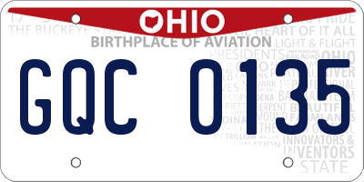 OH license plate GQC0135