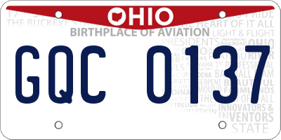 OH license plate GQC0137