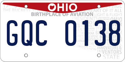 OH license plate GQC0138