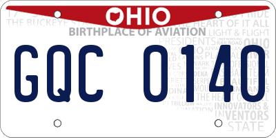 OH license plate GQC0140