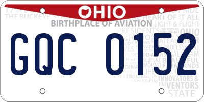 OH license plate GQC0152