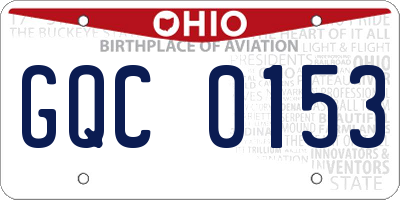 OH license plate GQC0153