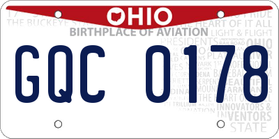OH license plate GQC0178