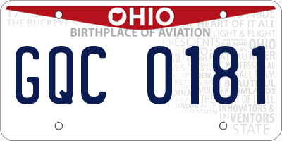 OH license plate GQC0181