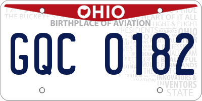 OH license plate GQC0182