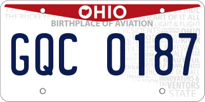 OH license plate GQC0187