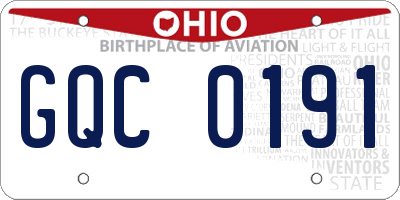 OH license plate GQC0191