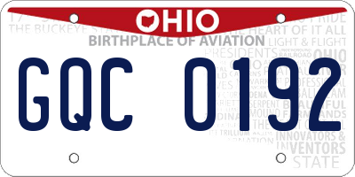 OH license plate GQC0192