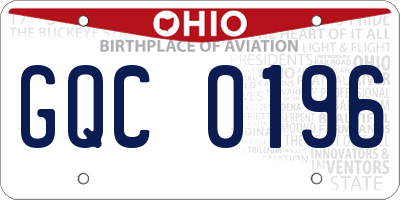 OH license plate GQC0196