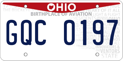 OH license plate GQC0197