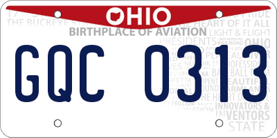 OH license plate GQC0313