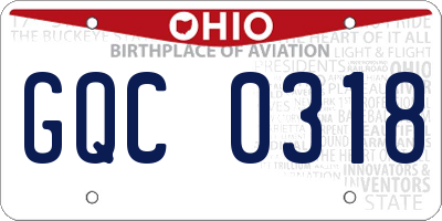 OH license plate GQC0318