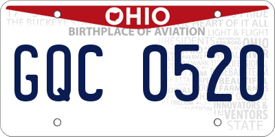 OH license plate GQC0520