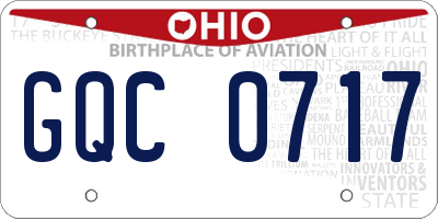 OH license plate GQC0717