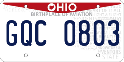 OH license plate GQC0803