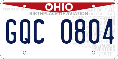 OH license plate GQC0804