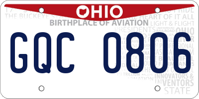 OH license plate GQC0806
