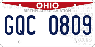 OH license plate GQC0809