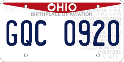 OH license plate GQC0920