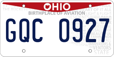 OH license plate GQC0927