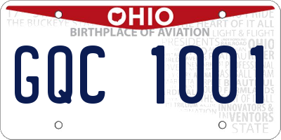 OH license plate GQC1001