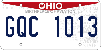 OH license plate GQC1013