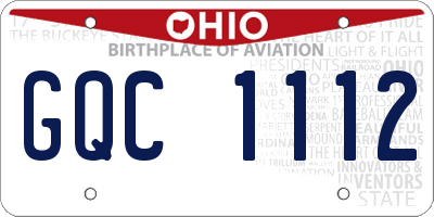 OH license plate GQC1112