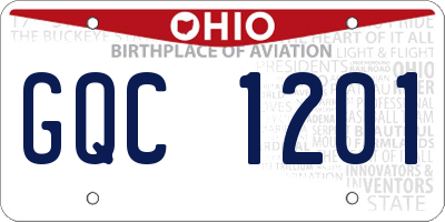 OH license plate GQC1201