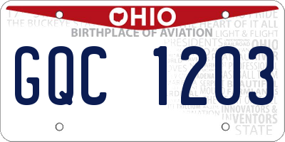 OH license plate GQC1203