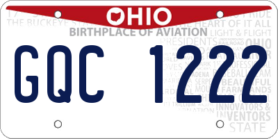 OH license plate GQC1222