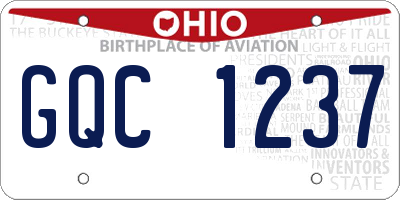 OH license plate GQC1237
