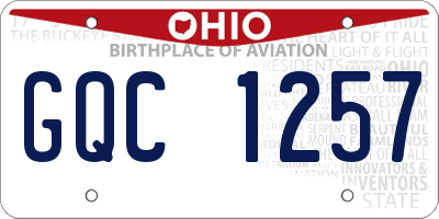 OH license plate GQC1257