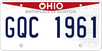 OH license plate GQC1961
