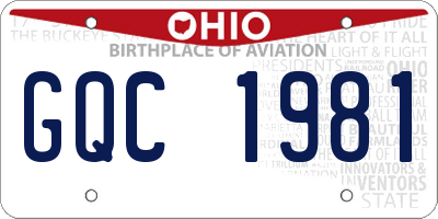OH license plate GQC1981