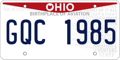 OH license plate GQC1985