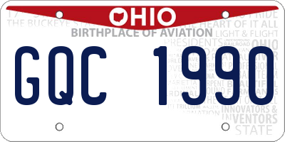 OH license plate GQC1990