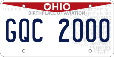OH license plate GQC2000