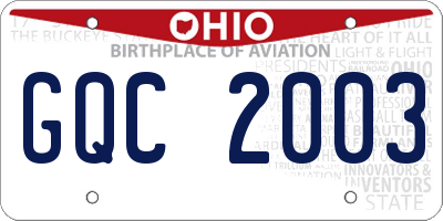 OH license plate GQC2003