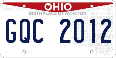 OH license plate GQC2012