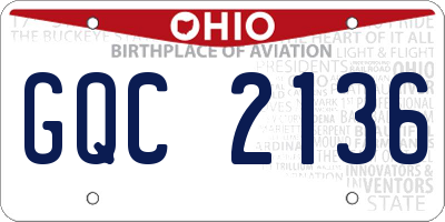OH license plate GQC2136