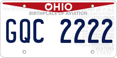 OH license plate GQC2222