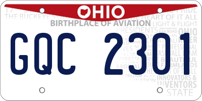 OH license plate GQC2301