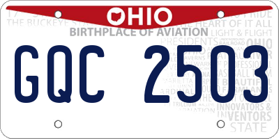 OH license plate GQC2503