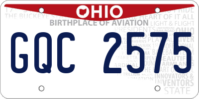 OH license plate GQC2575