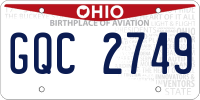 OH license plate GQC2749