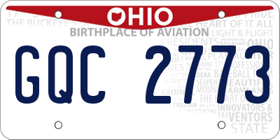 OH license plate GQC2773